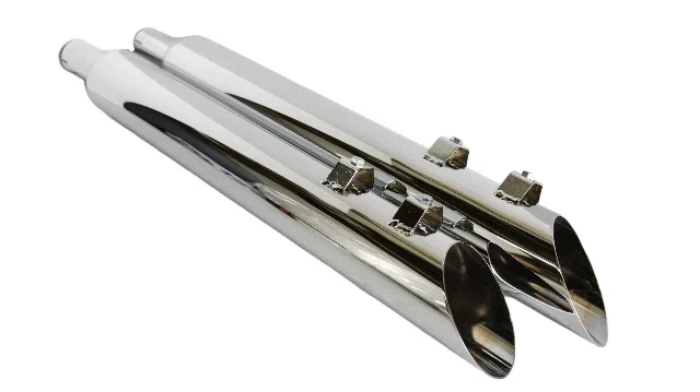 1995-2016 Harley Davidson Touring Models Reverse Angle Cut Slip On Muffler No Baffle Chrome
